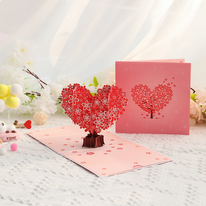Valentine's Day Stereoscopic Greeting Cards Love Cherry Tree Paper
