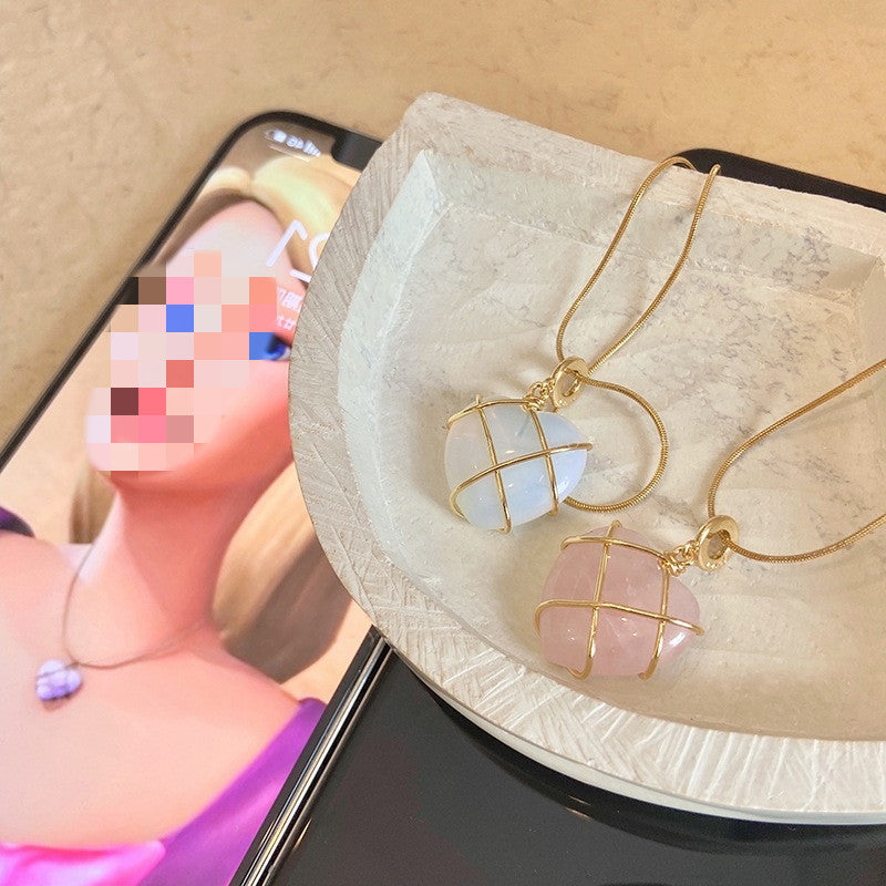Kawaai Barbie Pink Novelty Stone Necklace