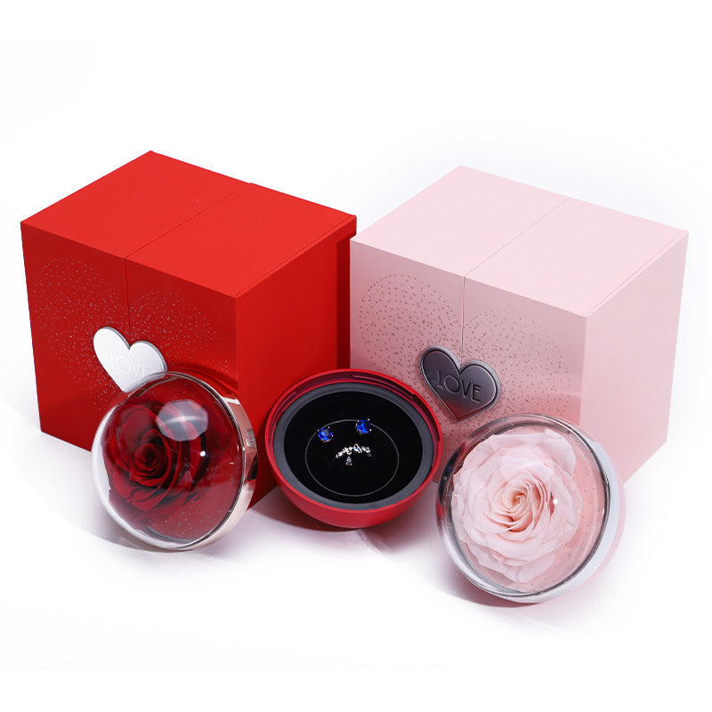 Creative Eternal Rose Flower Jewelry Box For Ring and Necklace