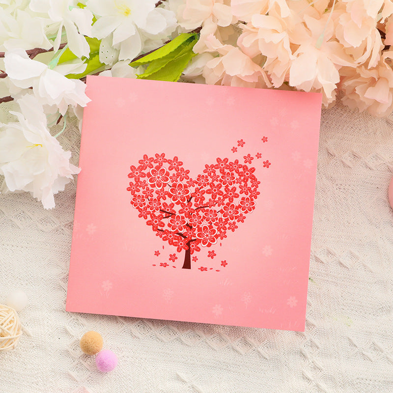 Valentine's Day Stereoscopic Greeting Cards Love Cherry Tree Paper
