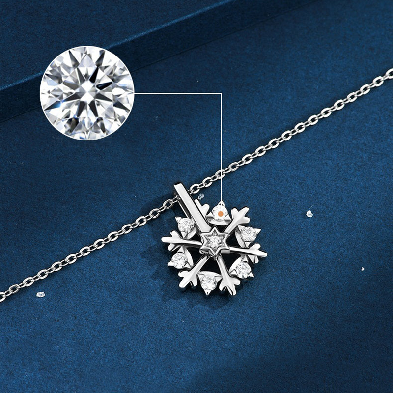 Rotatable 925 Silver Snowflake Necklace