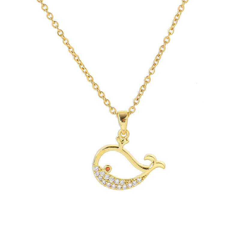 Cute Dancing Whale Titanium Necklace For Women