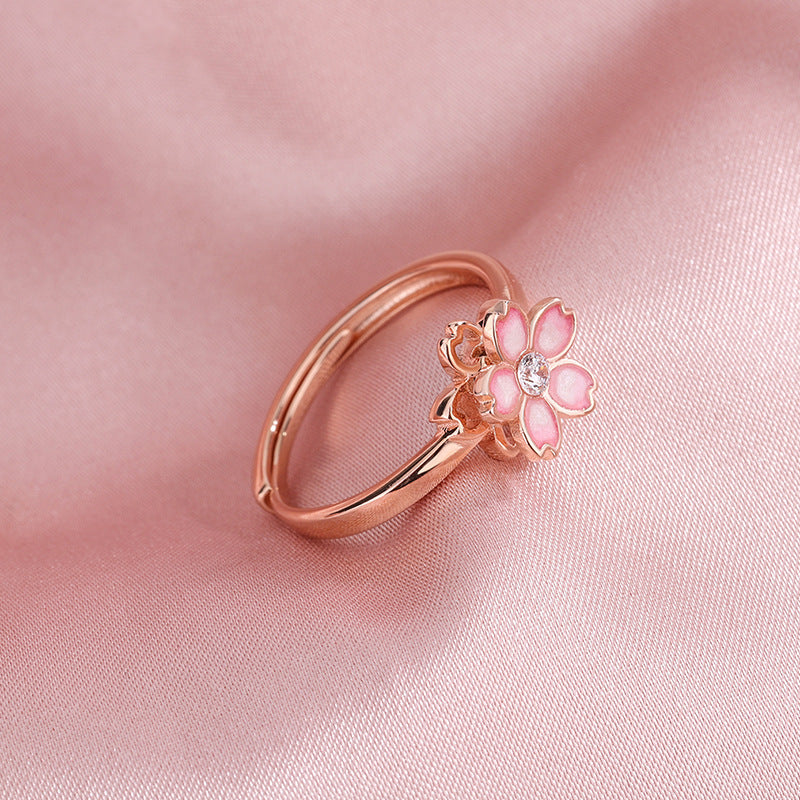 Rotating Adjustable Cherry Blossom Sweet Fashion Ring