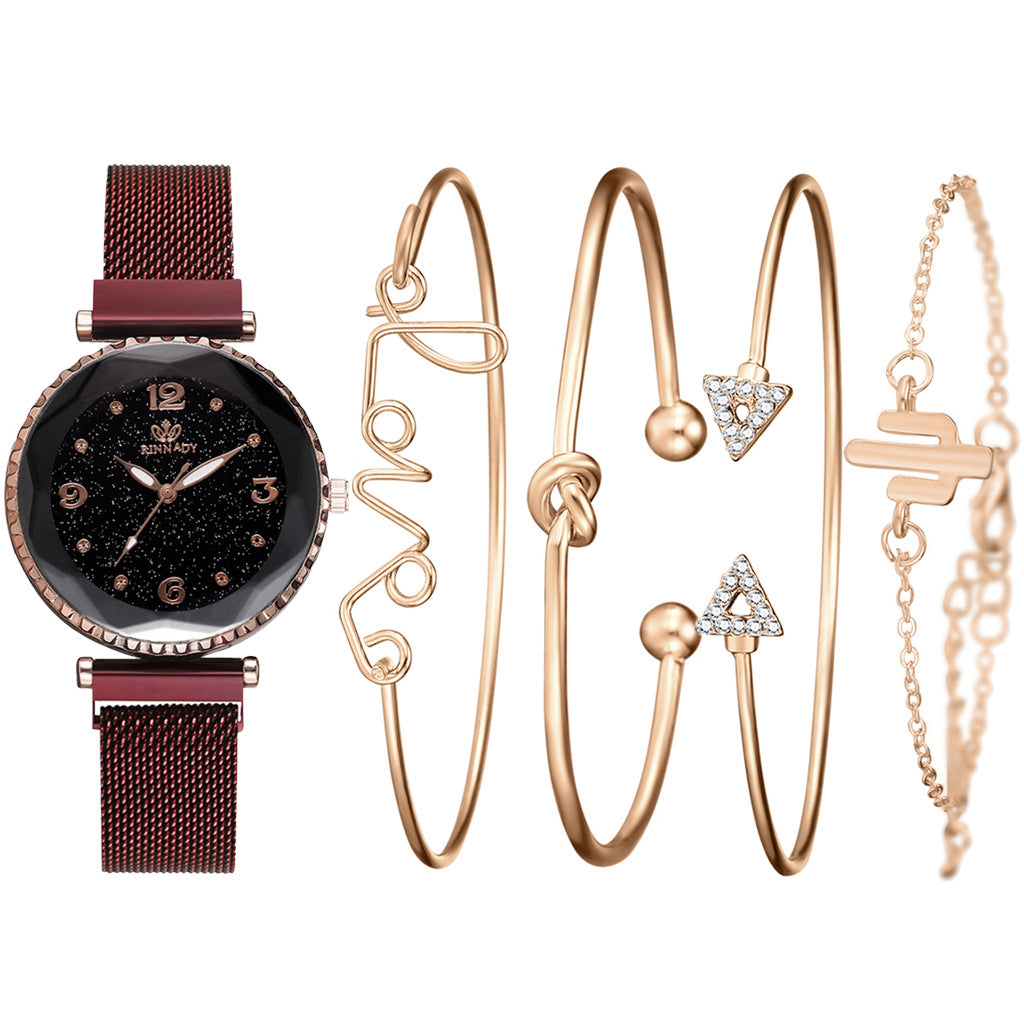 Starry Sky Magnet Buckle Watch With Fashion Bracelet