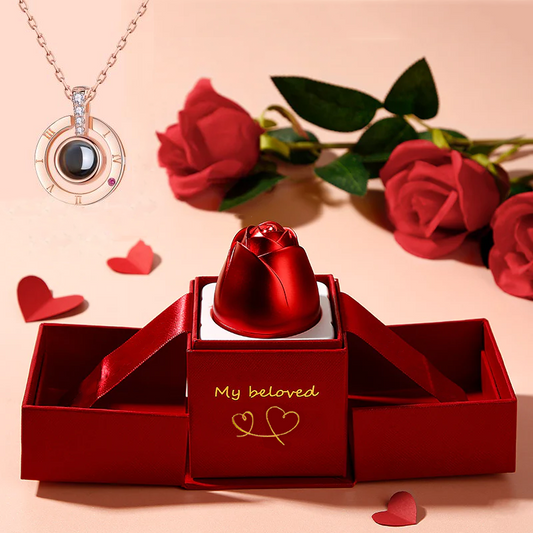 Hot Valentine's Day Metal Rose Jewelry Gift Box