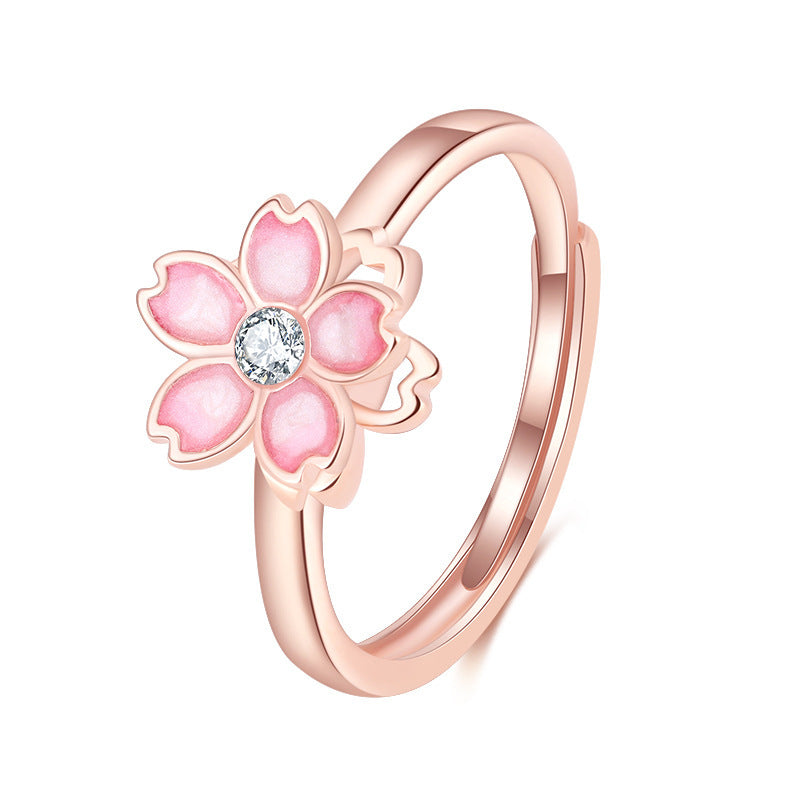 Rotating Adjustable Cherry Blossom Sweet Fashion Ring